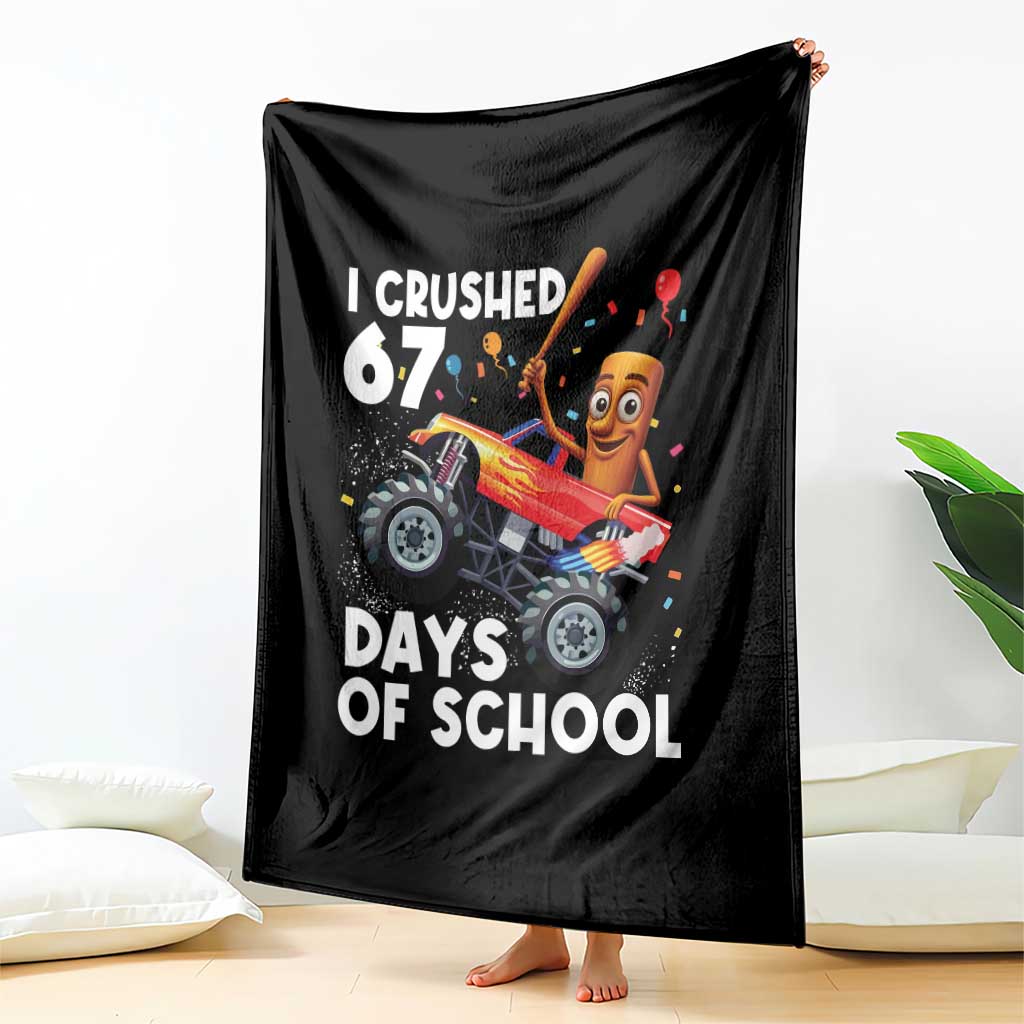 67 Days of School Monster Truck Throw Blanket 67th Day Boys Tung Tung Tung Sahur TS10 Print Your Wear