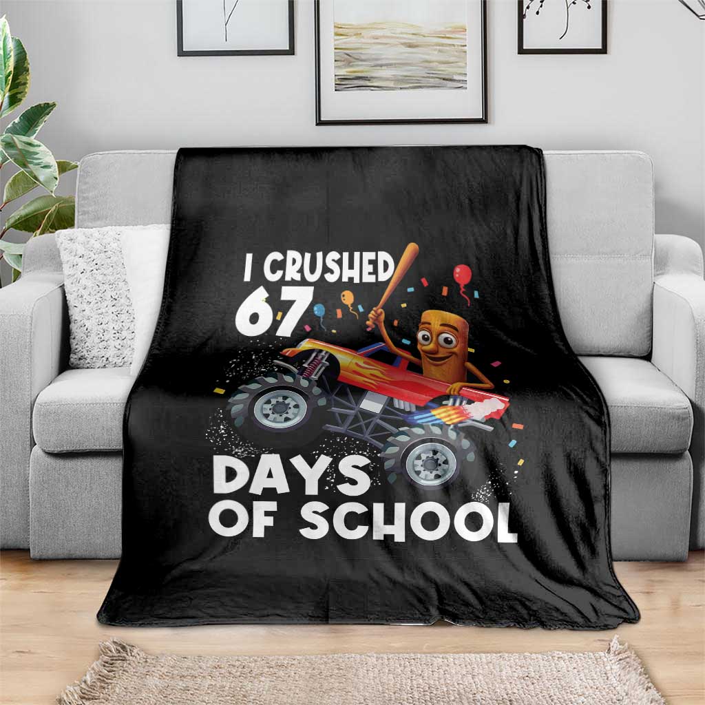 67 Days of School Monster Truck Throw Blanket 67th Day Boys Tung Tung Tung Sahur TS10 Print Your Wear