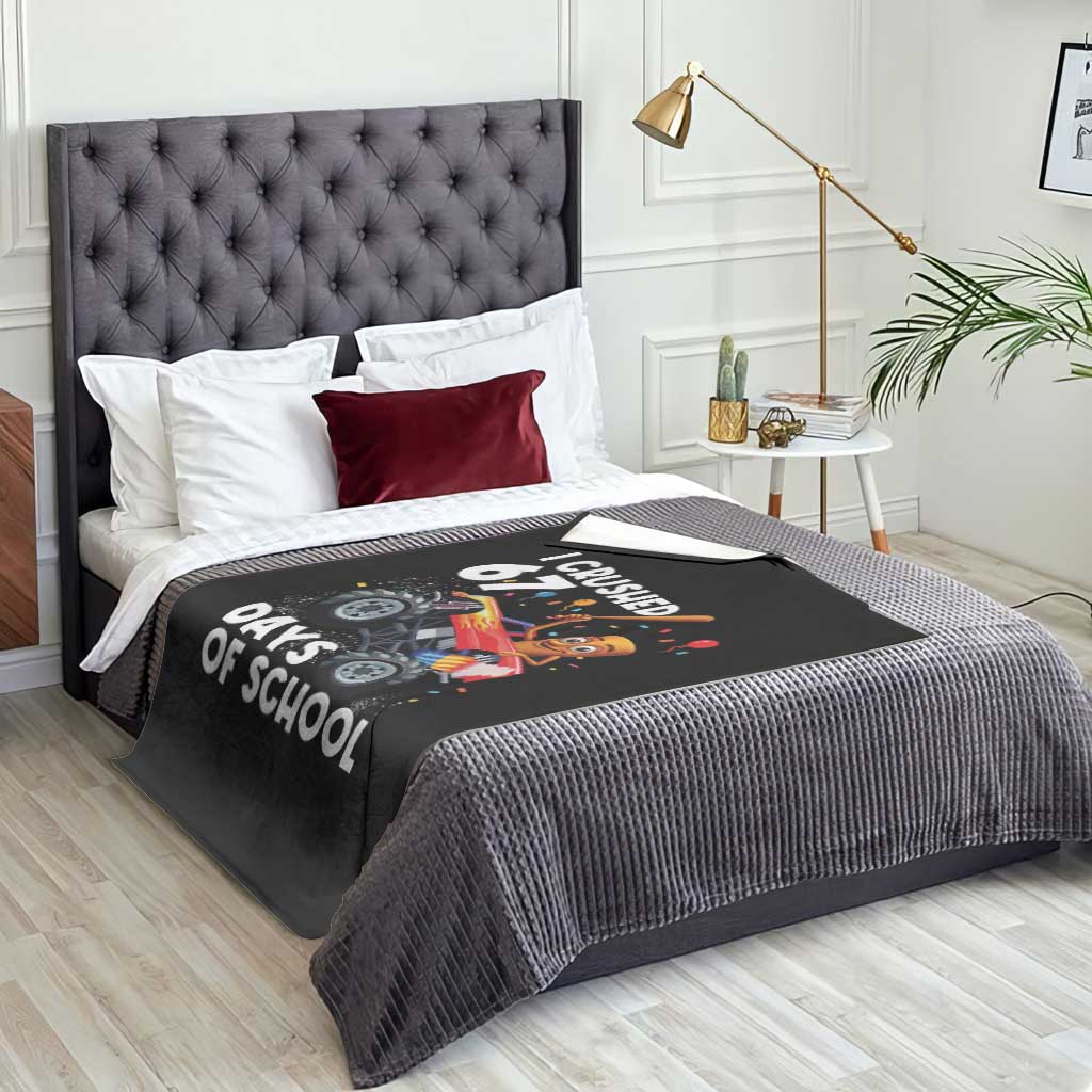 67 Days of School Monster Truck Throw Blanket 67th Day Boys Tung Tung Tung Sahur TS10 Print Your Wear