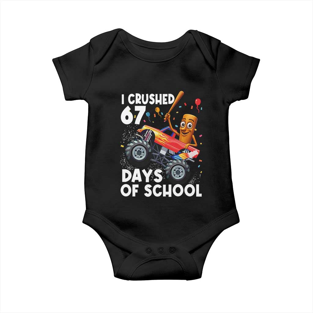 67 Days of School Monster Truck Baby Onesie 67th Day Boys Tung Tung Tung Sahur TS10 Black Print Your Wear