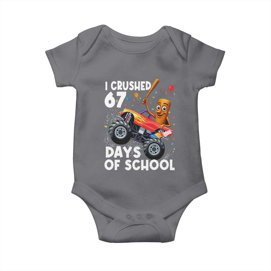 67 Days of School Monster Truck Baby Onesie 67th Day Boys Tung Tung Tung Sahur TS10 Charcoal Print Your Wear