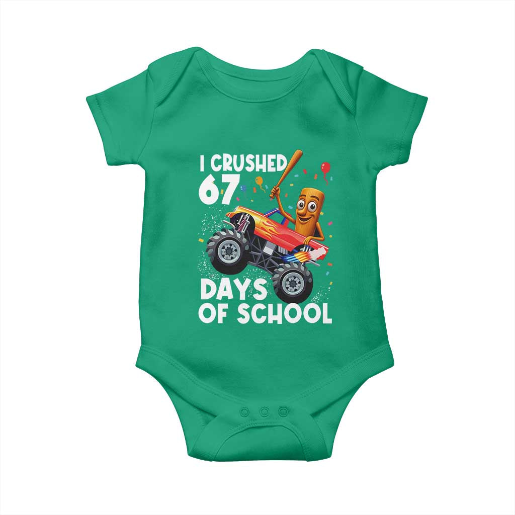 67 Days of School Monster Truck Baby Onesie 67th Day Boys Tung Tung Tung Sahur TS10 Irish Green Print Your Wear
