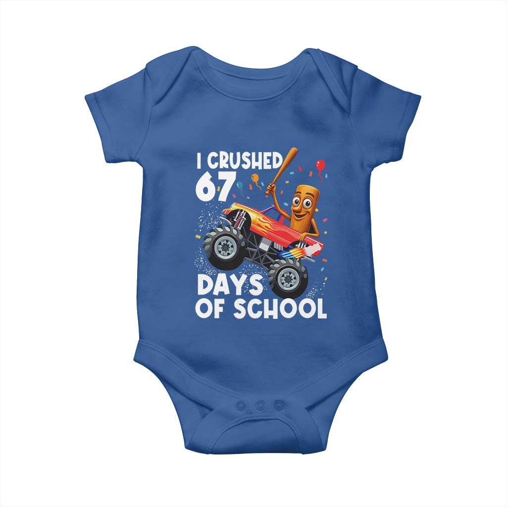 67 Days of School Monster Truck Baby Onesie 67th Day Boys Tung Tung Tung Sahur TS10 Royal Blue Print Your Wear