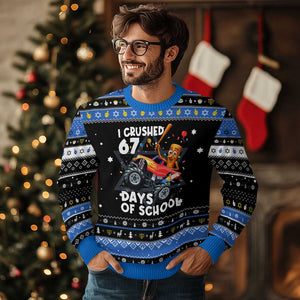67 Days of School Monster Truck Hanukkah Ugly Sweater 67th Day Boys Tung Tung Tung Sahur TS10 Black Blue Print Your Wear