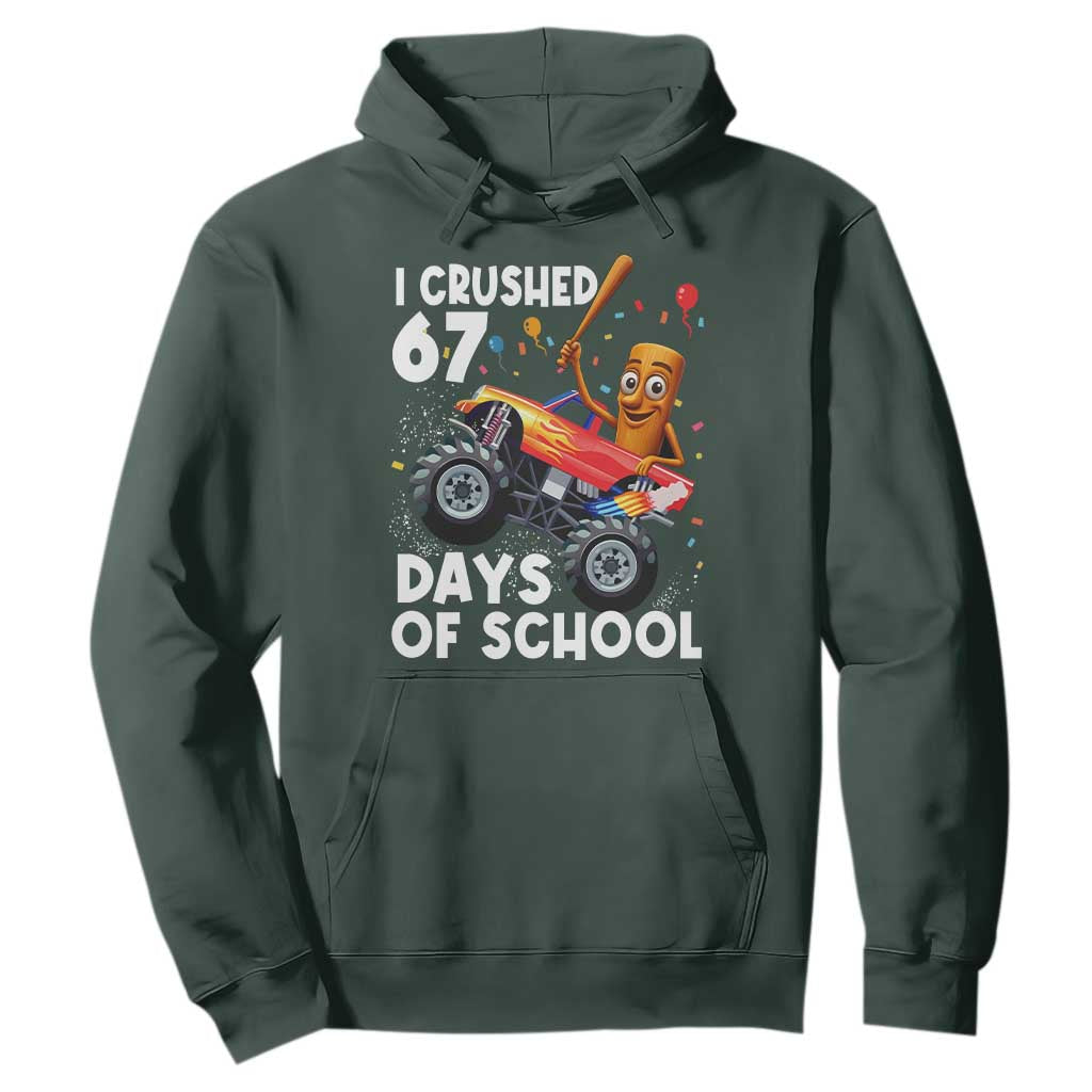 67 Days of School Monster Truck Hoodie 67th Day Boys Tung Tung Tung Sahur TS10 Dark Forest Green Print Your Wear