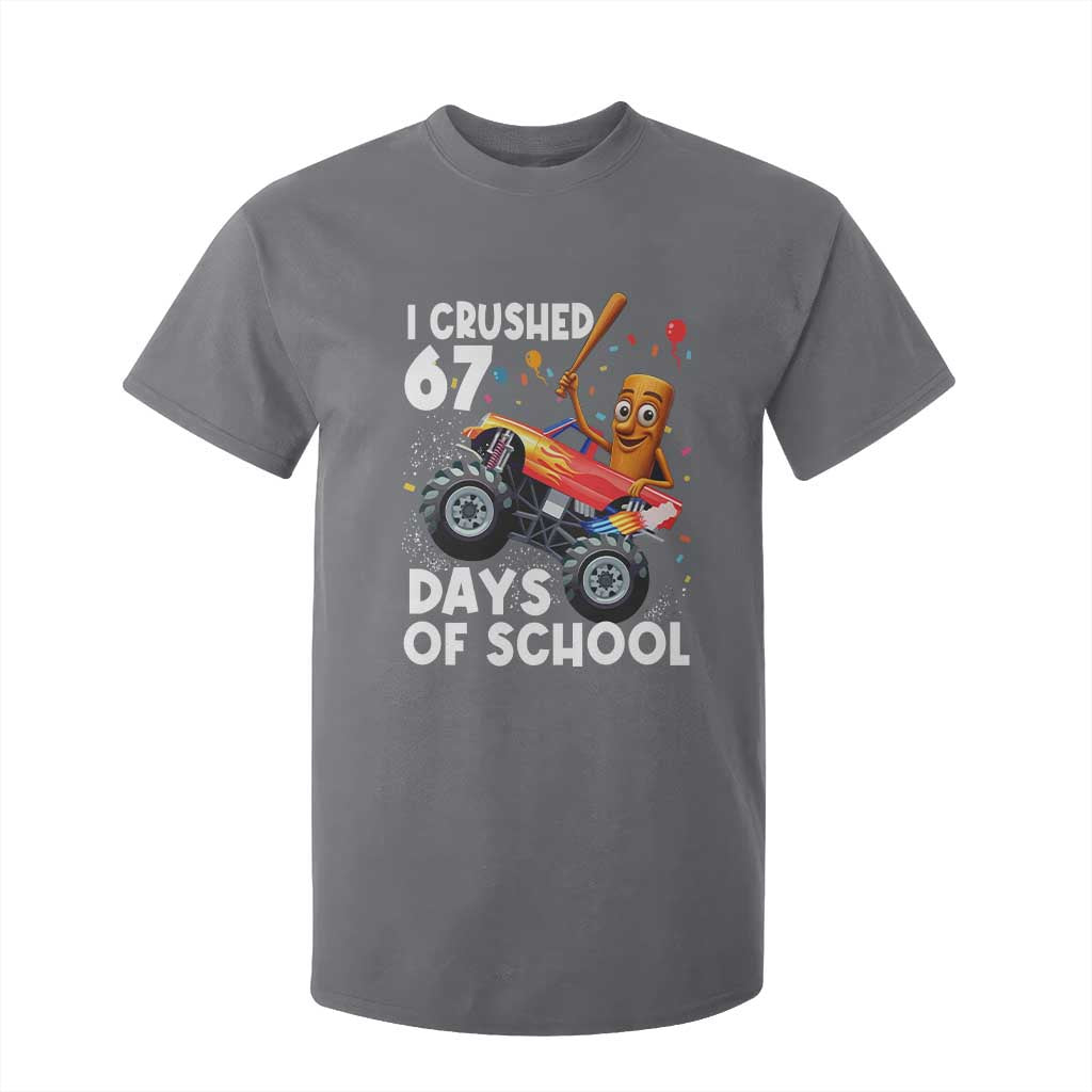 67 Days of School Monster Truck T Shirt For Kid 67th Day Boys Tung Tung Tung Sahur TS10 Charcoal Print Your Wear