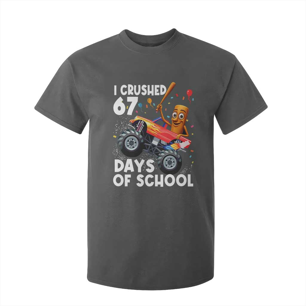 67 Days of School Monster Truck T Shirt For Kid 67th Day Boys Tung Tung Tung Sahur TS10 Dark Heather Print Your Wear