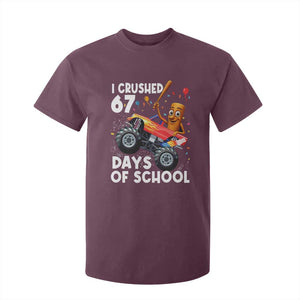 67 Days of School Monster Truck T Shirt For Kid 67th Day Boys Tung Tung Tung Sahur TS10 Maroon Print Your Wear