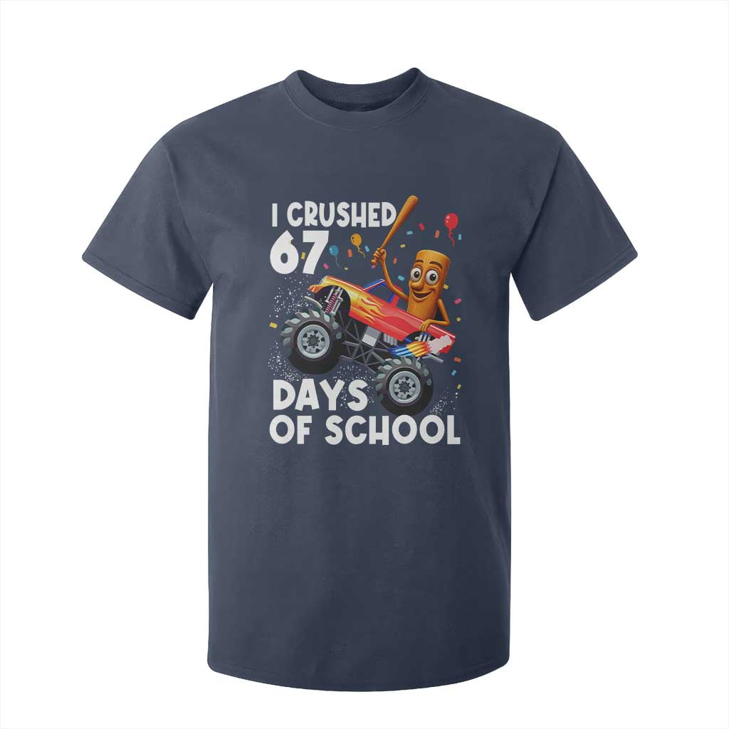 67 Days of School Monster Truck T Shirt For Kid 67th Day Boys Tung Tung Tung Sahur TS10 Navy Print Your Wear