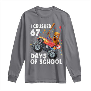 67 Days of School Monster Truck Long Sleeve Shirt 67th Day Boys Tung Tung Tung Sahur TS10 Charcoal Print Your Wear