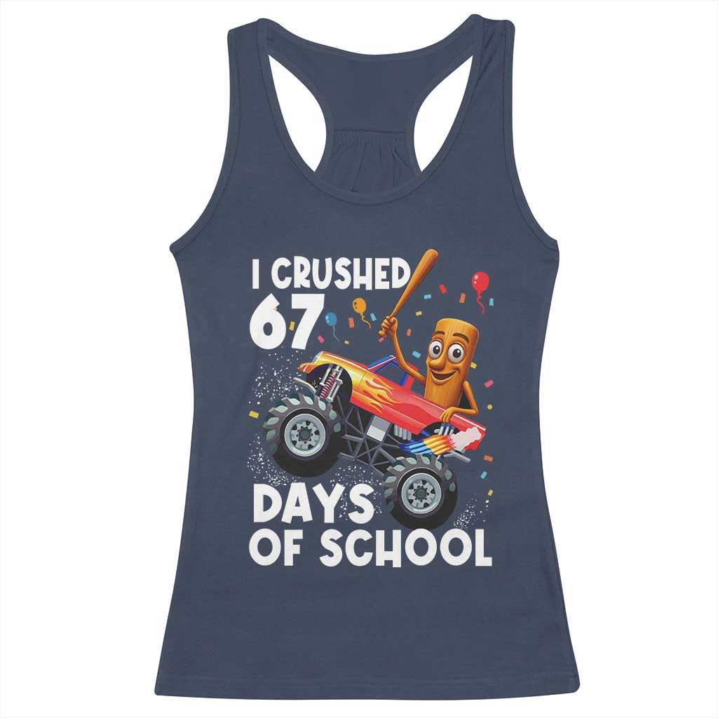 67 Days of School Monster Truck Racerback Tank Top 67th Day Boys Tung Tung Tung Sahur TS10 Navy Print Your Wear