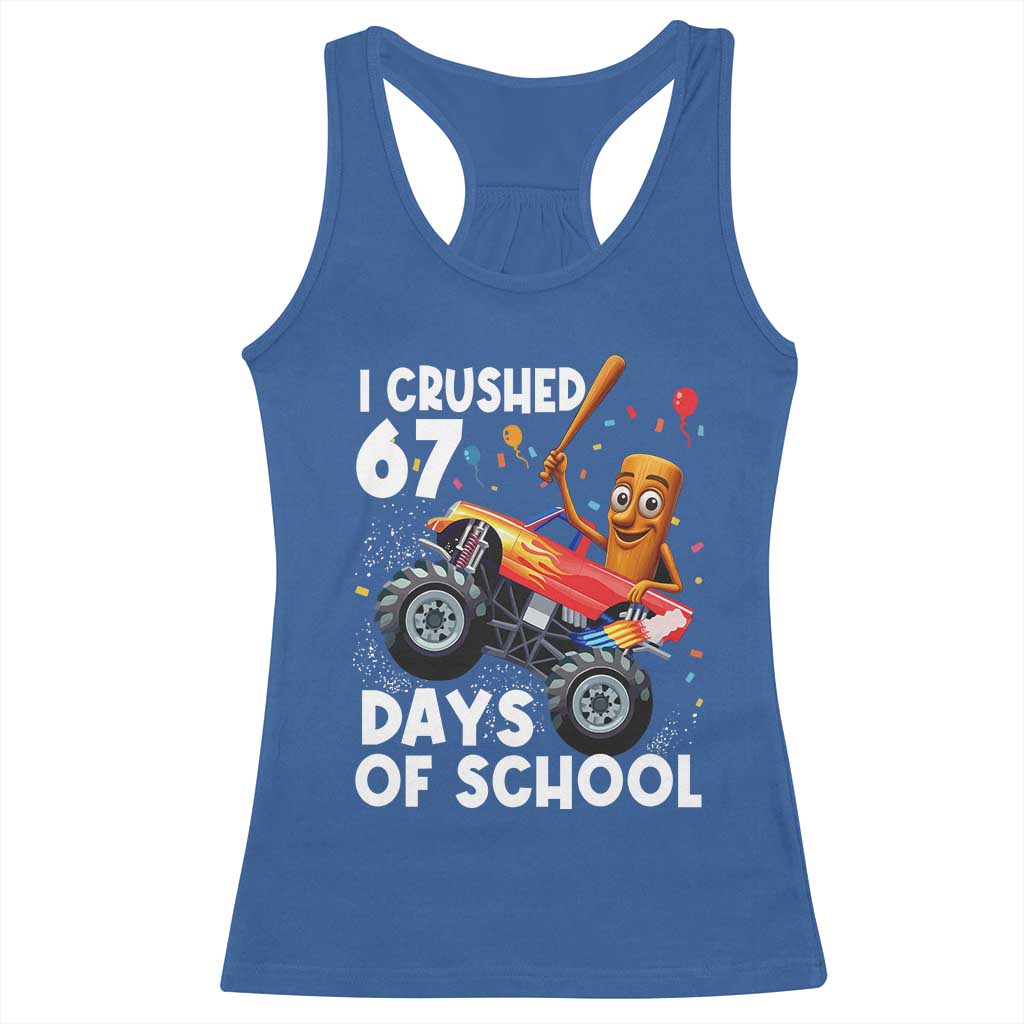 67 Days of School Monster Truck Racerback Tank Top 67th Day Boys Tung Tung Tung Sahur TS10 Royal Blue Print Your Wear