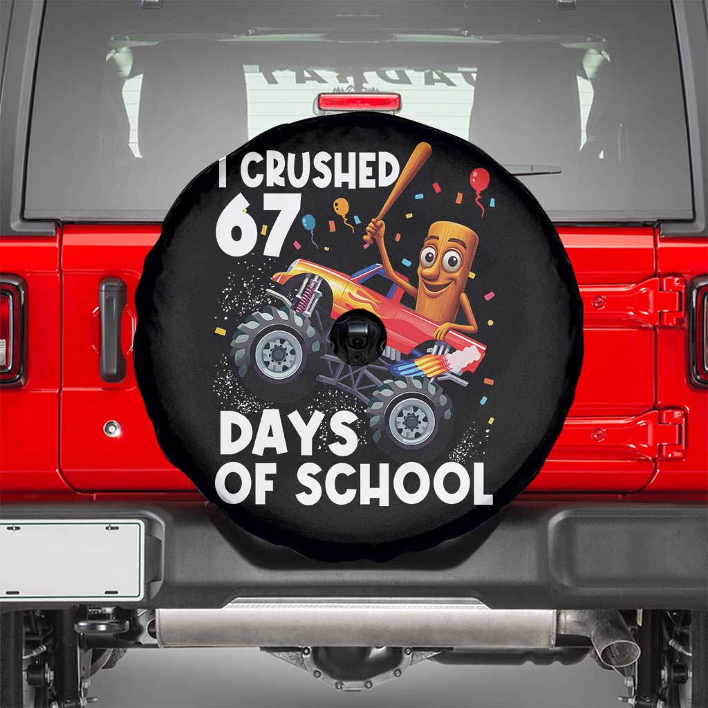 67 Days of School Monster Truck Spare Tire Cover 67th Day Boys Tung Tung Tung Sahur TS10 Black Print Your Wear