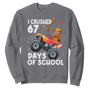67 Days of School Monster Truck Sweatshirt 67th Day Boys Tung Tung Tung Sahur TS10 Charcoal Print Your Wear