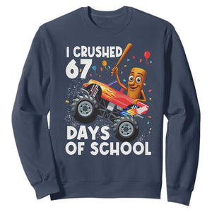 67 Days of School Monster Truck Sweatshirt 67th Day Boys Tung Tung Tung Sahur TS10 Navy Print Your Wear