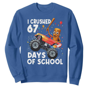 67 Days of School Monster Truck Sweatshirt 67th Day Boys Tung Tung Tung Sahur TS10 Royal Blue Print Your Wear
