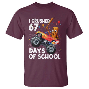 67 Days of School Monster Truck T Shirt 67th Day Boys Tung Tung Tung Sahur TS10 Maroon Print Your Wear
