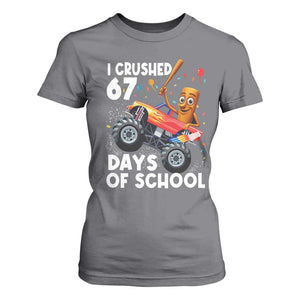 67 Days of School Monster Truck T Shirt For Women 67th Day Boys Tung Tung Tung Sahur TS10 Charcoal Print Your Wear