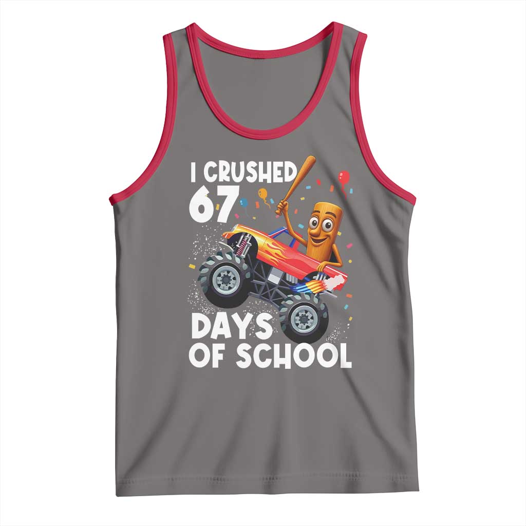 67 Days of School Monster Truck Tank Top 67th Day Boys Tung Tung Tung Sahur TS10 Deep Heather Red Print Your Wear