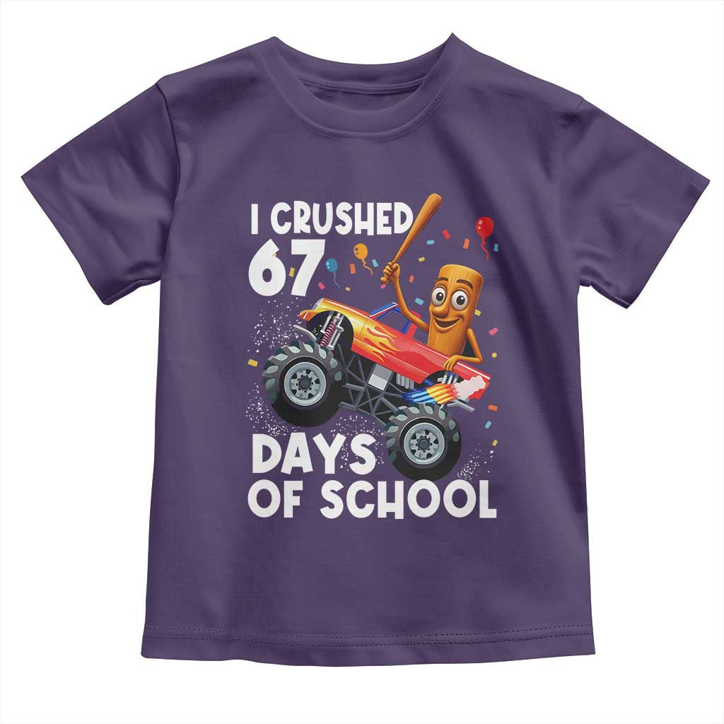 67 Days of School Monster Truck Toddler T Shirt 67th Day Boys Tung Tung Tung Sahur TS10 Purple Print Your Wear