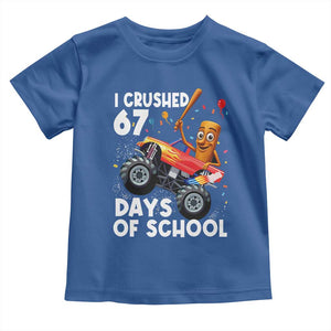 67 Days of School Monster Truck Toddler T Shirt 67th Day Boys Tung Tung Tung Sahur TS10 Royal Blue Print Your Wear
