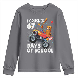 67 Days of School Monster Truck Youth Sweatshirt 67th Day Boys Tung Tung Tung Sahur TS10 Charcoal Print Your Wear