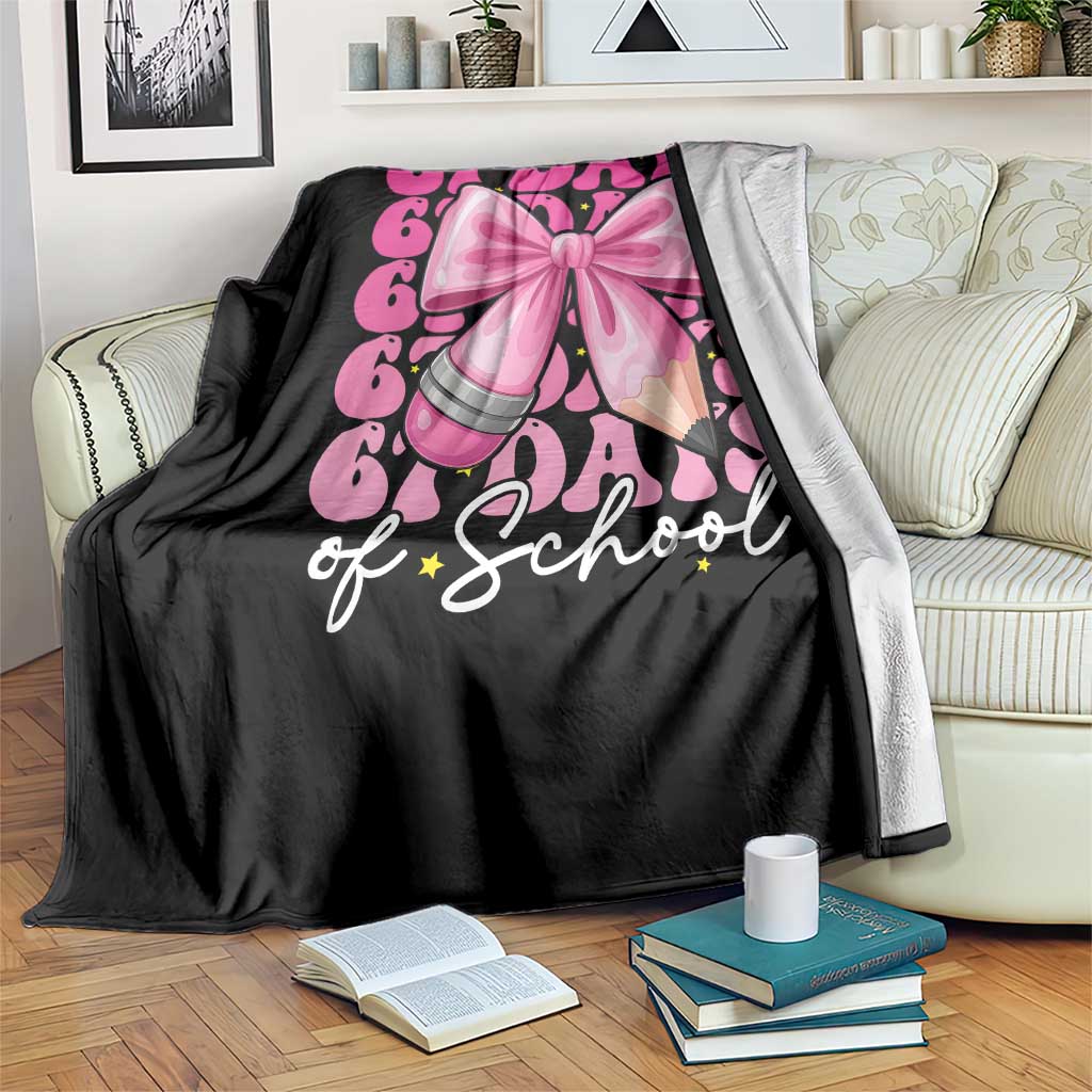 67 Days Of School Girls Coquette Bow Throw Blanket Funny Six Seven Meme 67th Day TS10 Print Your Wear