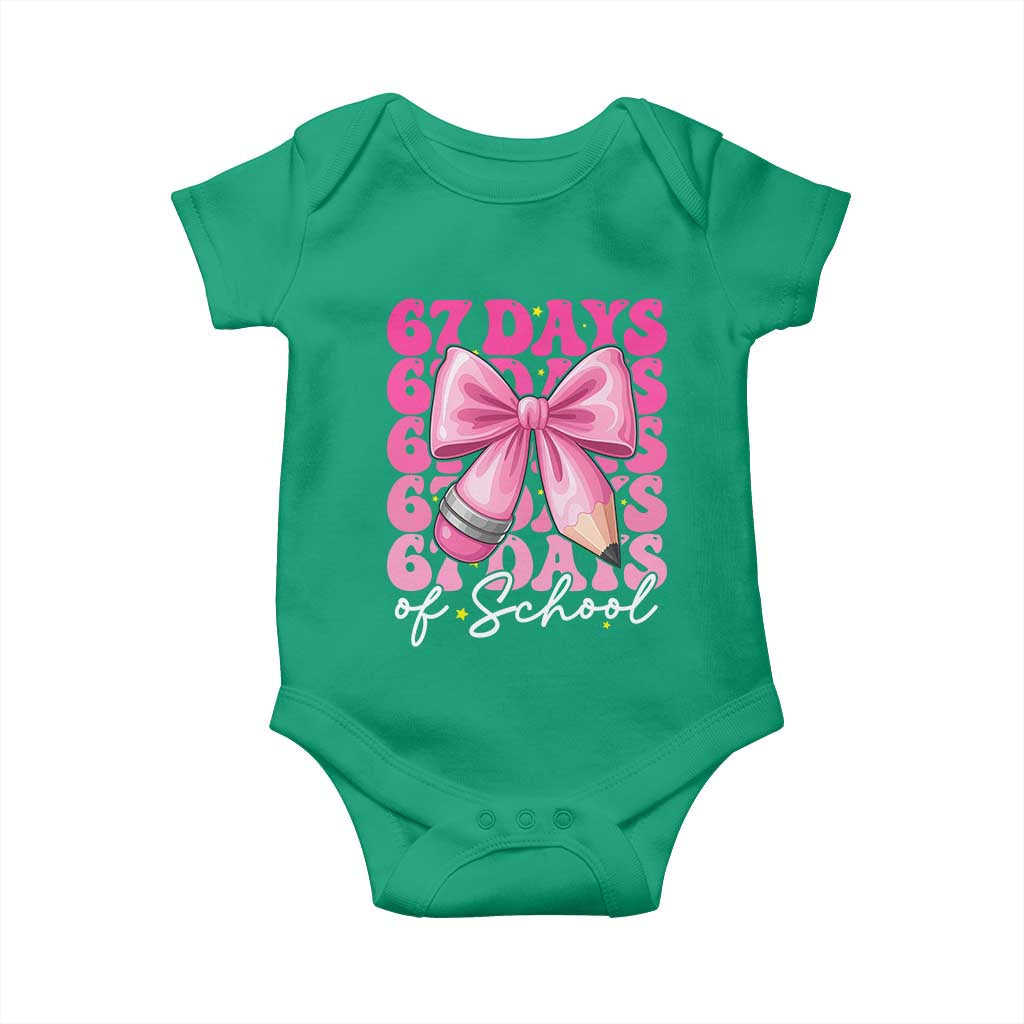 67 Days Of School Girls Coquette Bow Baby Onesie Funny Six Seven Meme 67th Day TS10 Irish Green Print Your Wear