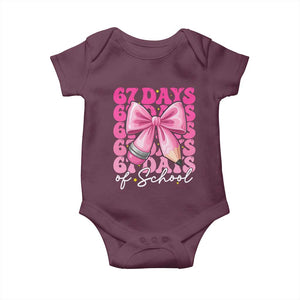 67 Days Of School Girls Coquette Bow Baby Onesie Funny Six Seven Meme 67th Day TS10 Maroon Print Your Wear