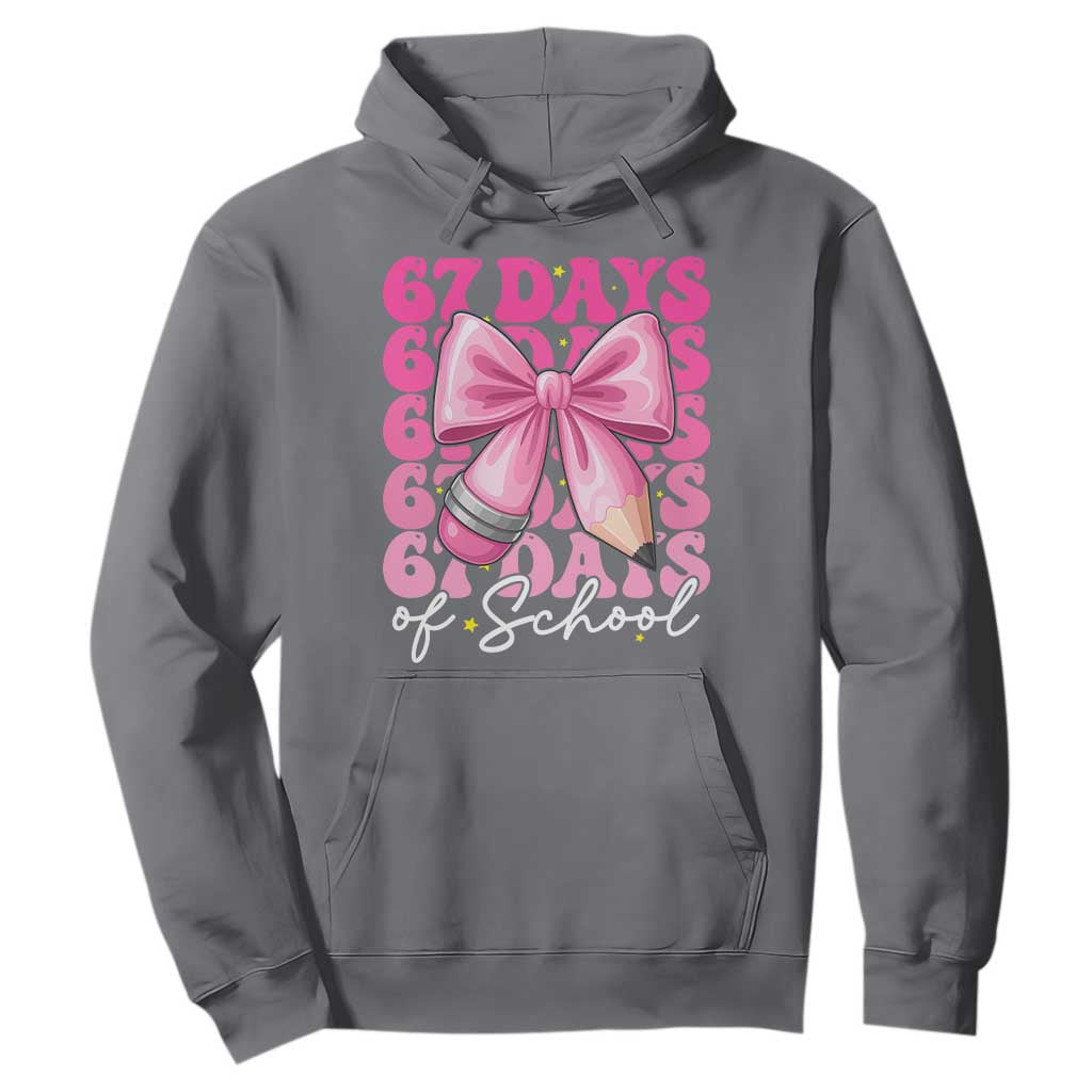 67 Days Of School Girls Coquette Bow Hoodie Funny Six Seven Meme 67th Day TS10 Charcoal Print Your Wear