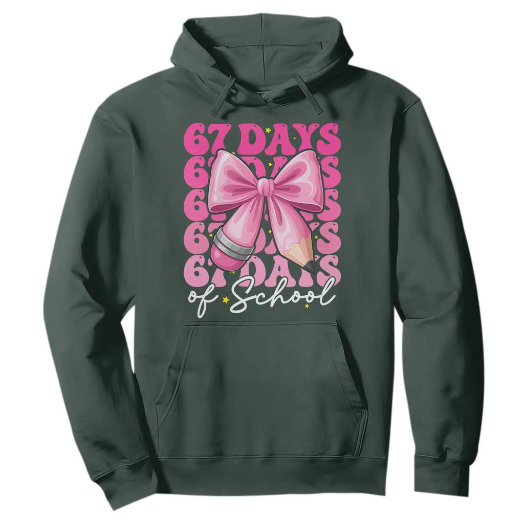 67 Days Of School Girls Coquette Bow Hoodie Funny Six Seven Meme 67th Day TS10 Dark Forest Green Print Your Wear