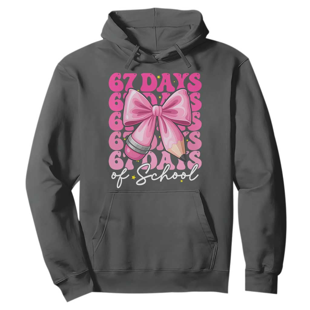 67 Days Of School Girls Coquette Bow Hoodie Funny Six Seven Meme 67th Day TS10 Dark Heather Print Your Wear