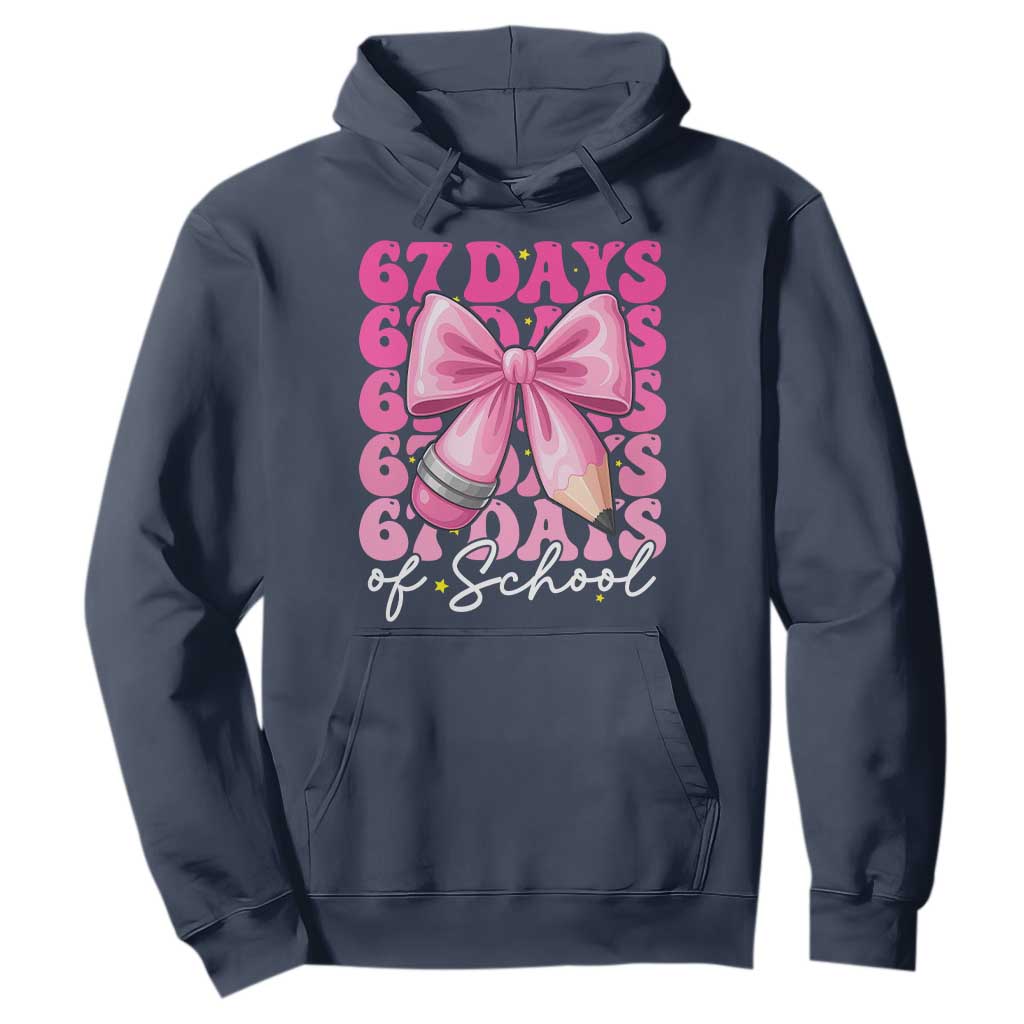 67 Days Of School Girls Coquette Bow Hoodie Funny Six Seven Meme 67th Day TS10 Navy Print Your Wear