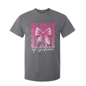 67 Days Of School Girls Coquette Bow T Shirt For Kid Funny Six Seven Meme 67th Day TS10 Charcoal Print Your Wear