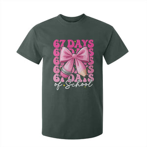 67 Days Of School Girls Coquette Bow T Shirt For Kid Funny Six Seven Meme 67th Day TS10 Dark Forest Green Print Your Wear