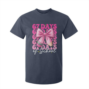 67 Days Of School Girls Coquette Bow T Shirt For Kid Funny Six Seven Meme 67th Day TS10 Navy Print Your Wear