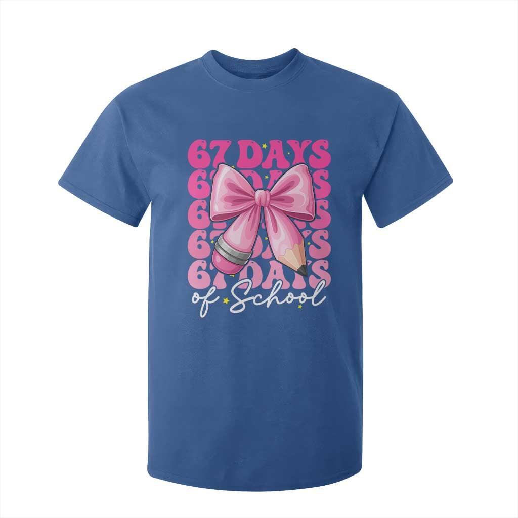 67 Days Of School Girls Coquette Bow T Shirt For Kid Funny Six Seven Meme 67th Day TS10 Royal Blue Print Your Wear