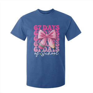 67 Days Of School Girls Coquette Bow T Shirt For Kid Funny Six Seven Meme 67th Day TS10 Royal Blue Print Your Wear
