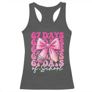 67 Days Of School Girls Coquette Bow Racerback Tank Top Funny Six Seven Meme 67th Day TS10 Dark Heather Print Your Wear