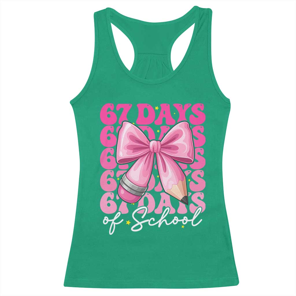 67 Days Of School Girls Coquette Bow Racerback Tank Top Funny Six Seven Meme 67th Day TS10 Irish Green Print Your Wear