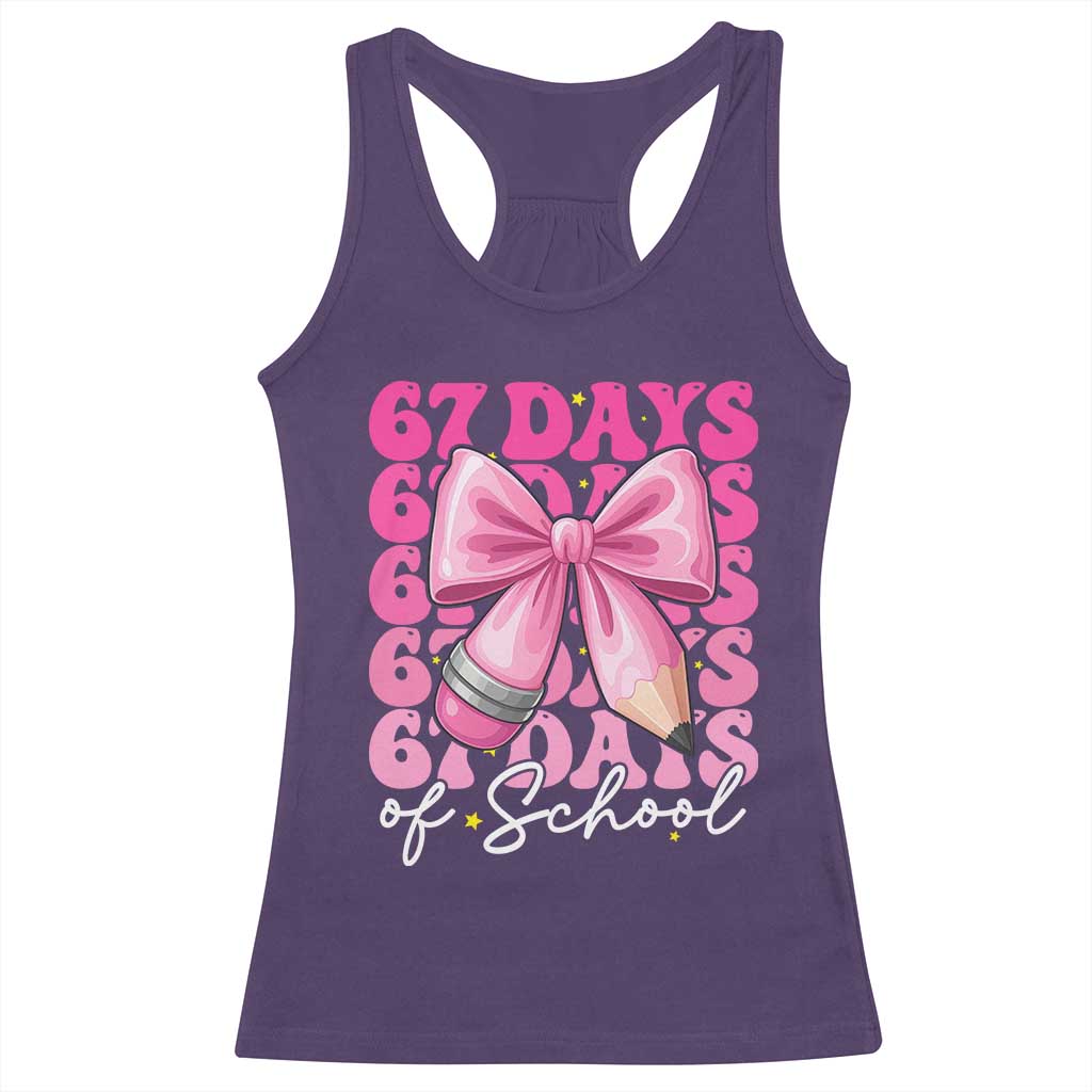 67 Days Of School Girls Coquette Bow Racerback Tank Top Funny Six Seven Meme 67th Day TS10 Purple Print Your Wear