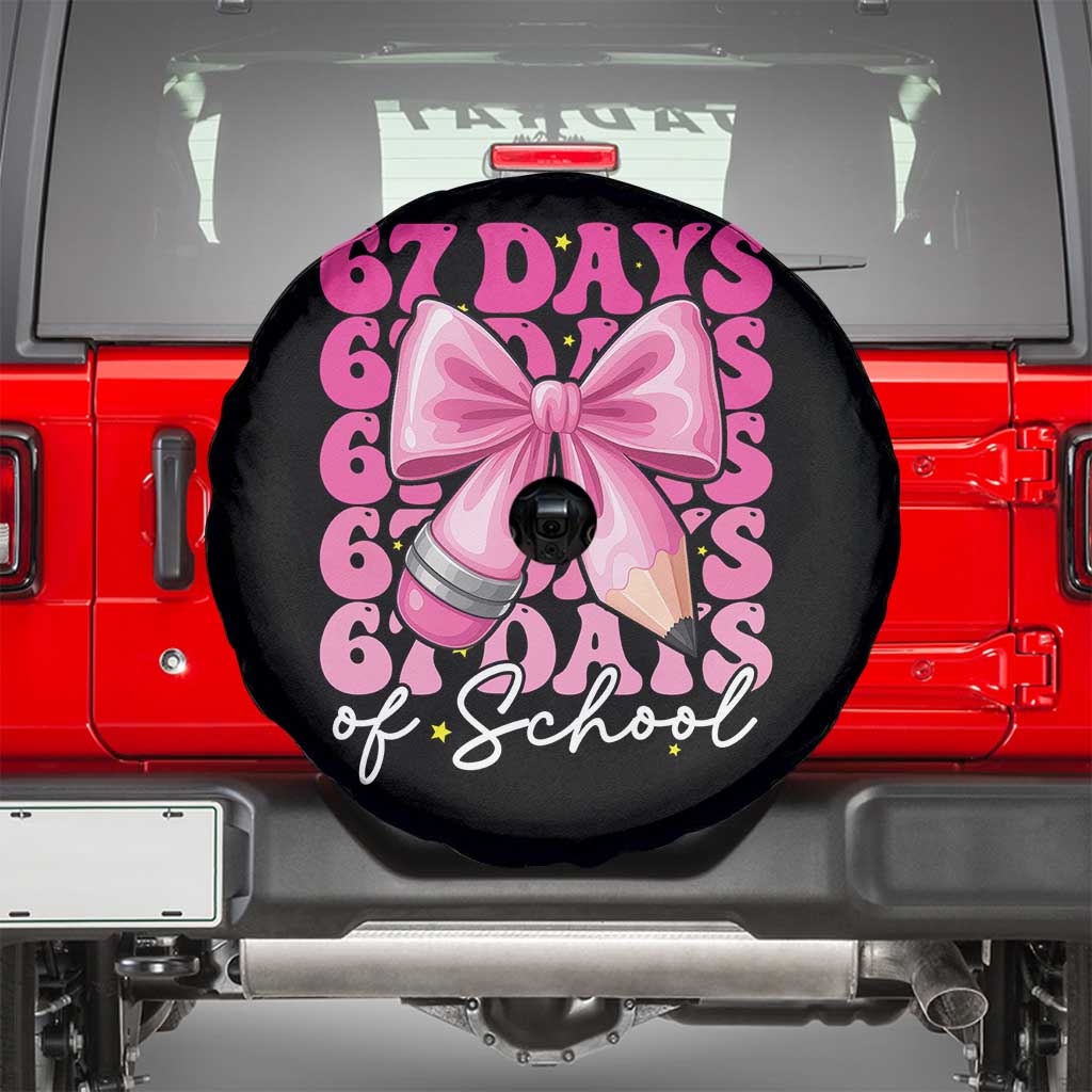 67 Days Of School Girls Coquette Bow Spare Tire Cover Funny Six Seven Meme 67th Day TS10 Black Print Your Wear