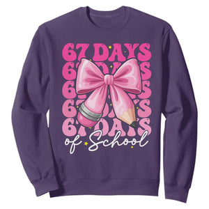 67 Days Of School Girls Coquette Bow Sweatshirt Funny Six Seven Meme 67th Day TS10 Purple Print Your Wear