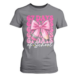 67 Days Of School Girls Coquette Bow T Shirt For Women Funny Six Seven Meme 67th Day TS10 Charcoal Print Your Wear
