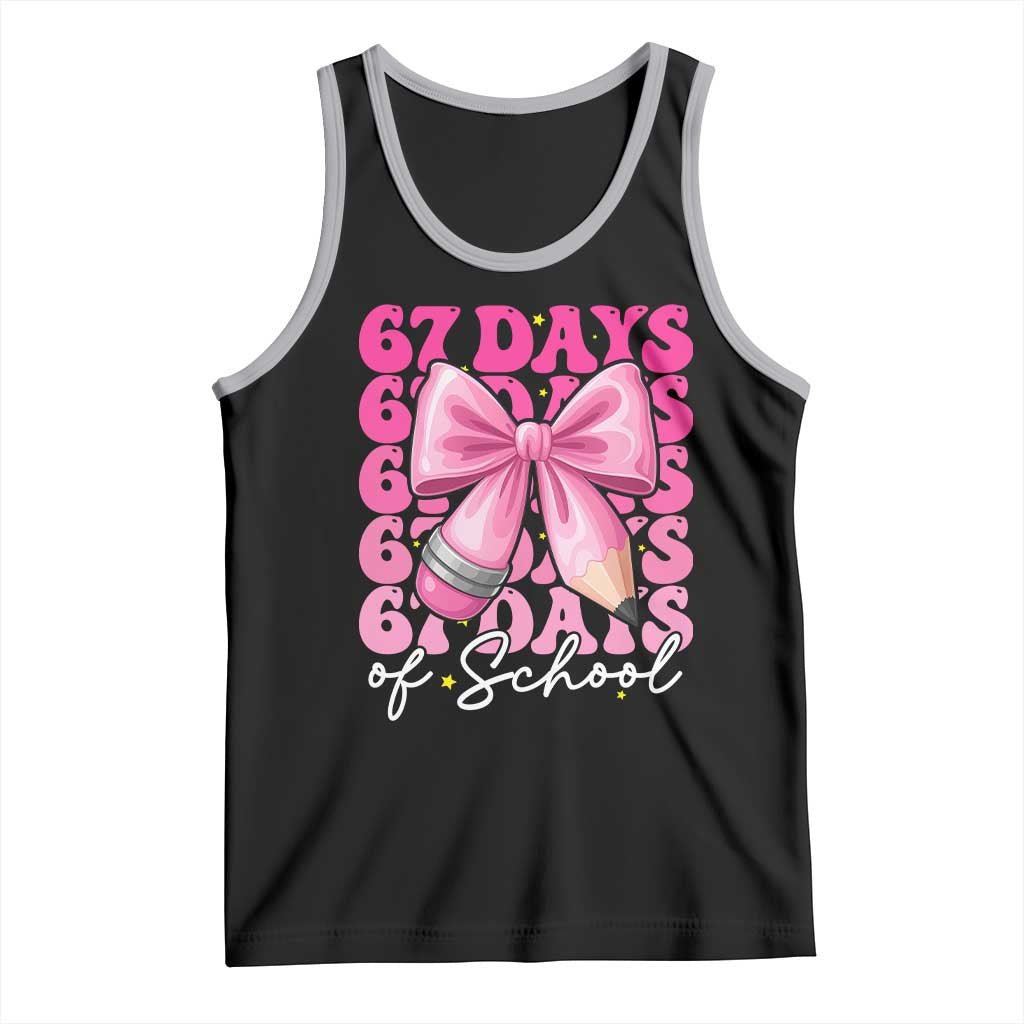 67 Days Of School Girls Coquette Bow Tank Top Funny Six Seven Meme 67th Day TS10 Black Athletic Heather Print Your Wear