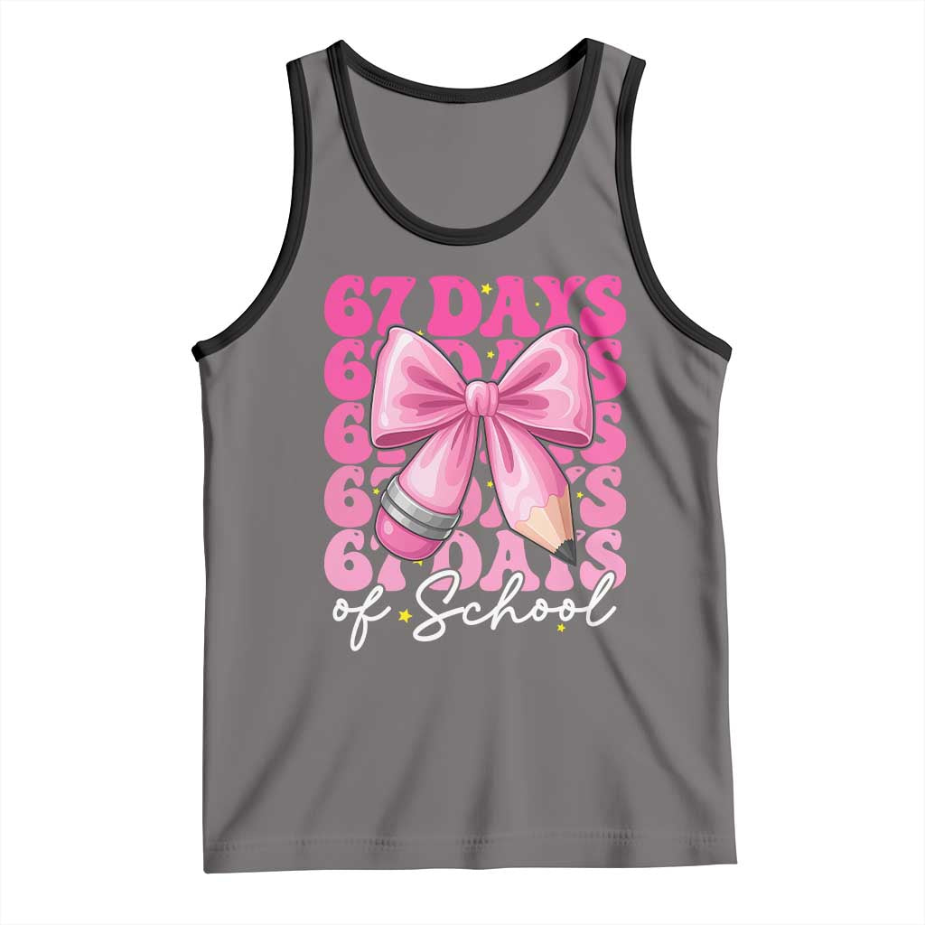 67 Days Of School Girls Coquette Bow Tank Top Funny Six Seven Meme 67th Day TS10 Deep Heather Black Print Your Wear