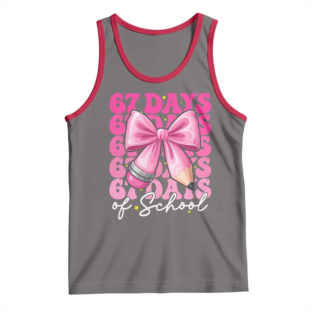 67 Days Of School Girls Coquette Bow Tank Top Funny Six Seven Meme 67th Day TS10 Deep Heather Red Print Your Wear