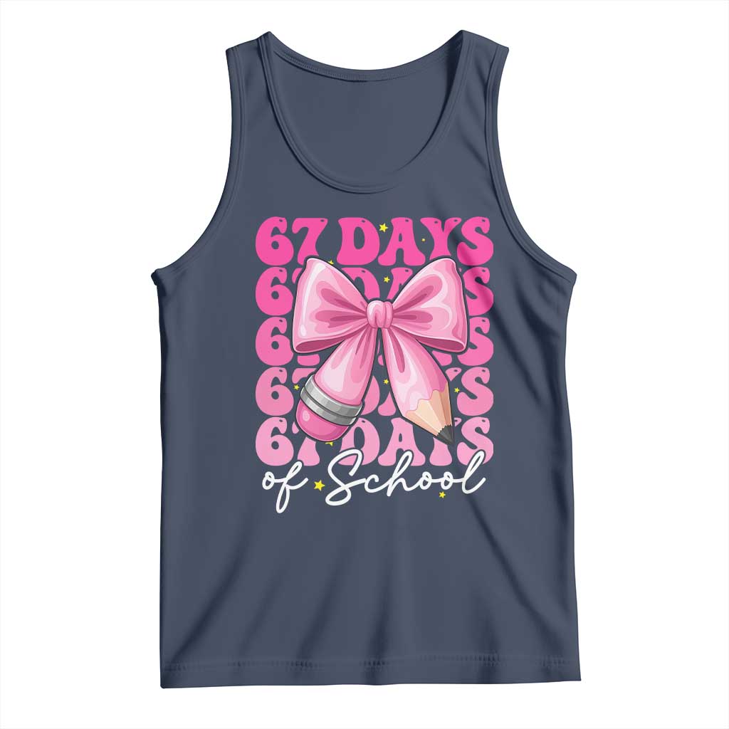 67 Days Of School Girls Coquette Bow Tank Top Funny Six Seven Meme 67th Day TS10 Navy Print Your Wear