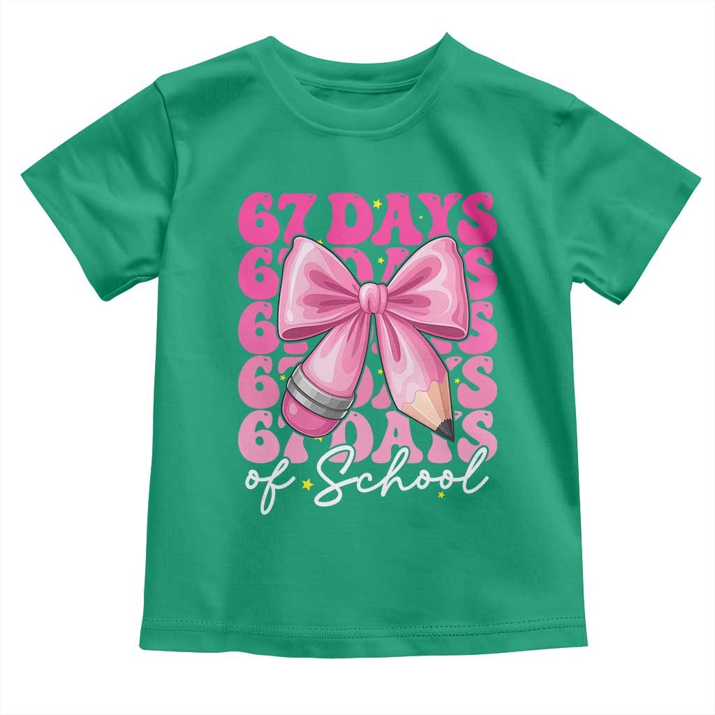 67 Days Of School Girls Coquette Bow Toddler T Shirt Funny Six Seven Meme 67th Day TS10 Irish Green Print Your Wear