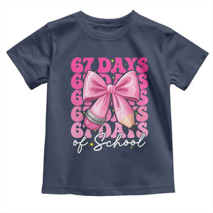 67 Days Of School Girls Coquette Bow Toddler T Shirt Funny Six Seven Meme 67th Day TS10 Navy Print Your Wear